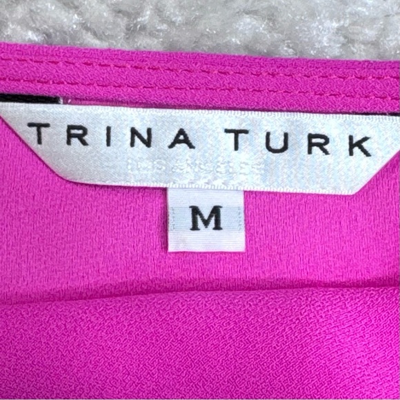Trina Turk Islet Dress Hot Pink High Low Hem Flowy Romantic Vacation Medium - Picture 5 of 12